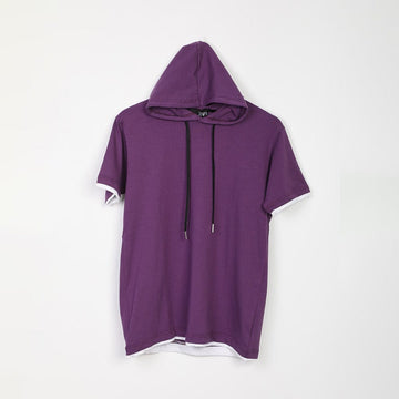 تيشيرت بغطاء رأس رجالي سينجل ليكرا; بنفسجي